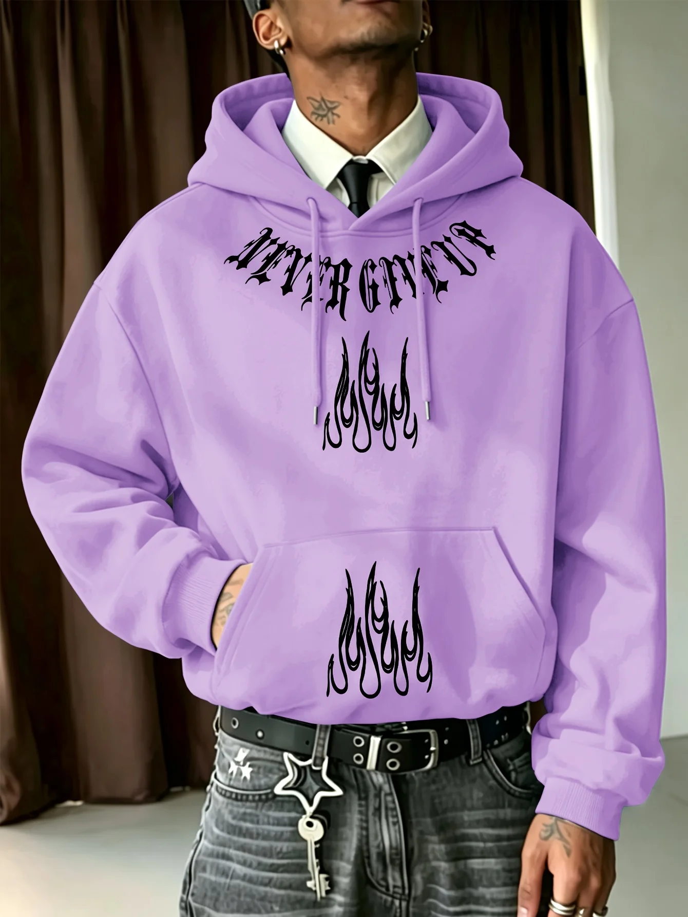 New Men's Retro-Style Trendy Autumn/Winter Hoodie – Casual Drawstring Sweatshirt with Creative Graphic Print (Unisex)