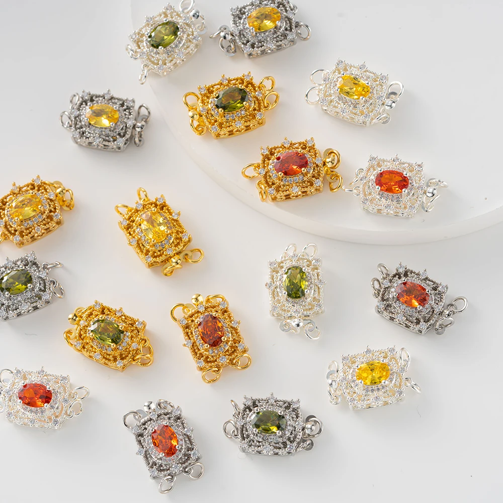 1 قطعة 18K مطلية بالذهب النحاس الزركون اللؤلؤ قلادة طبقات قفل المشبك محول سلسلة موسع الإغلاق DIY بها بنفسك صنع المجوهرات #2