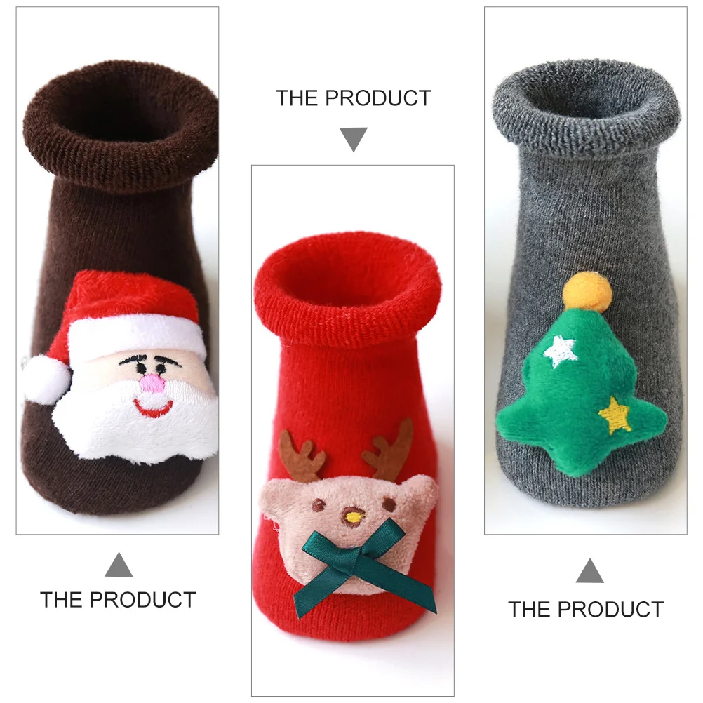 

Рождественские носки для маленьких детей, теплые противоскользящие носки-тапочки, милый мультяшный дизайн, рождественские чулки, подарок на вечеринку, зимнее использование