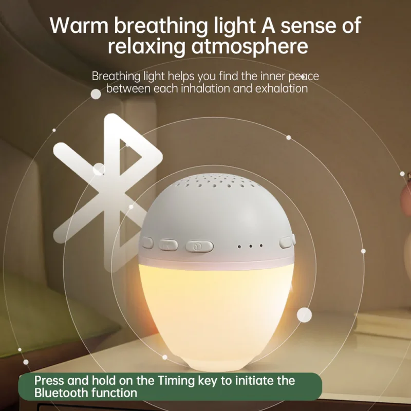 M10 ABS White Noise Machine 26 Soothing Sounds Battery Operated Button Control LED Warm Breathing Night Light For Home Theatre