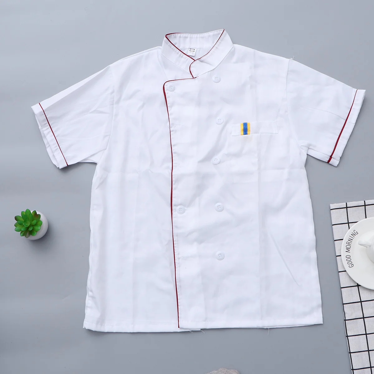 Chaqueta de Chef de manga corta Unisex a prueba de aceite fácil de lavar tela transpirable hombres mujeres suministros