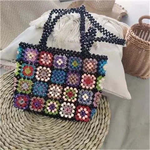 Piccola borsa di perline borsa a tracolla di design trasparente acrilico perle di cristallo scatola di perline di pietra Totes borsa da donna borsa