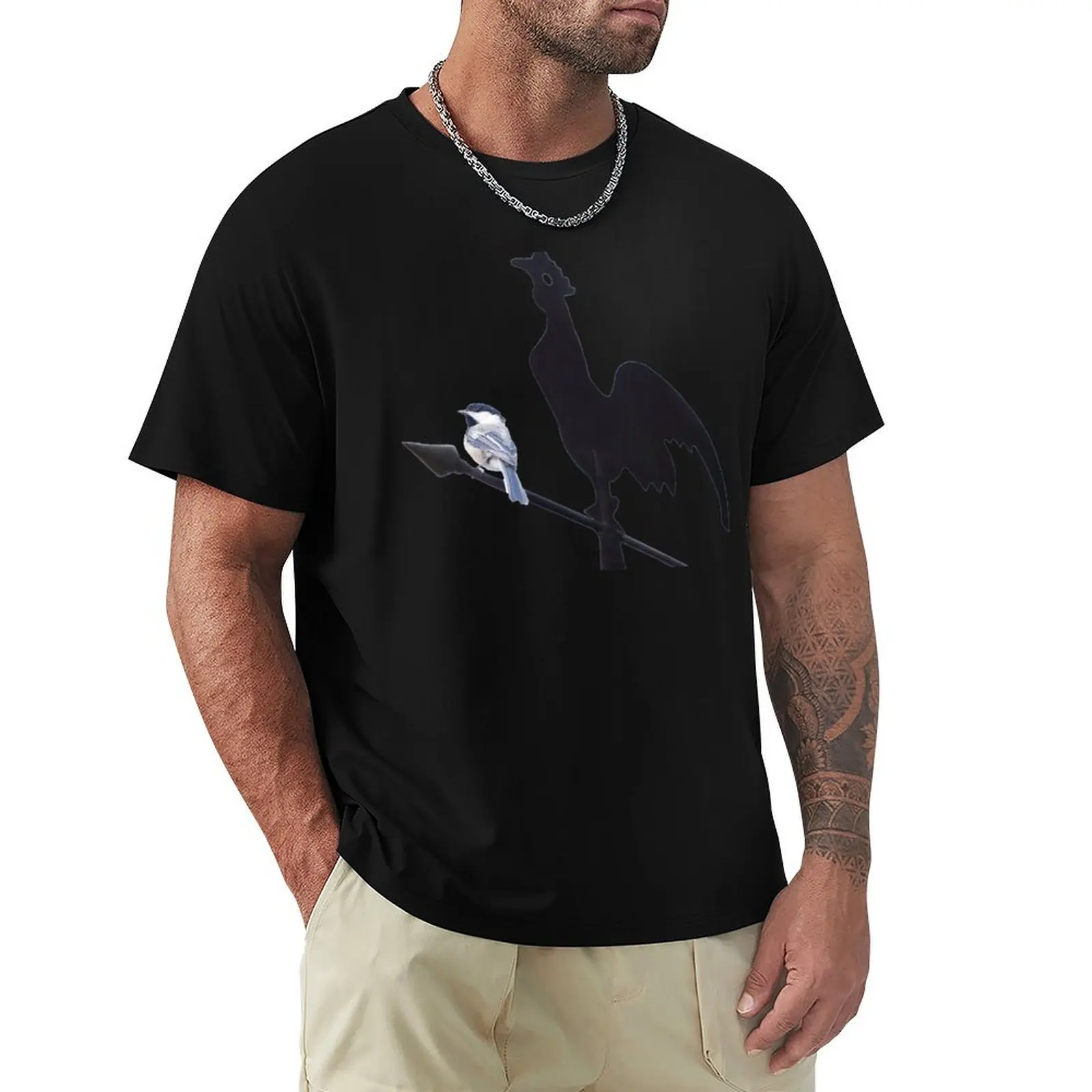 Chickadee on Weather Vane T-Shirt custom t shirt man t shirt animal prinfor boys custom shirt designer t men