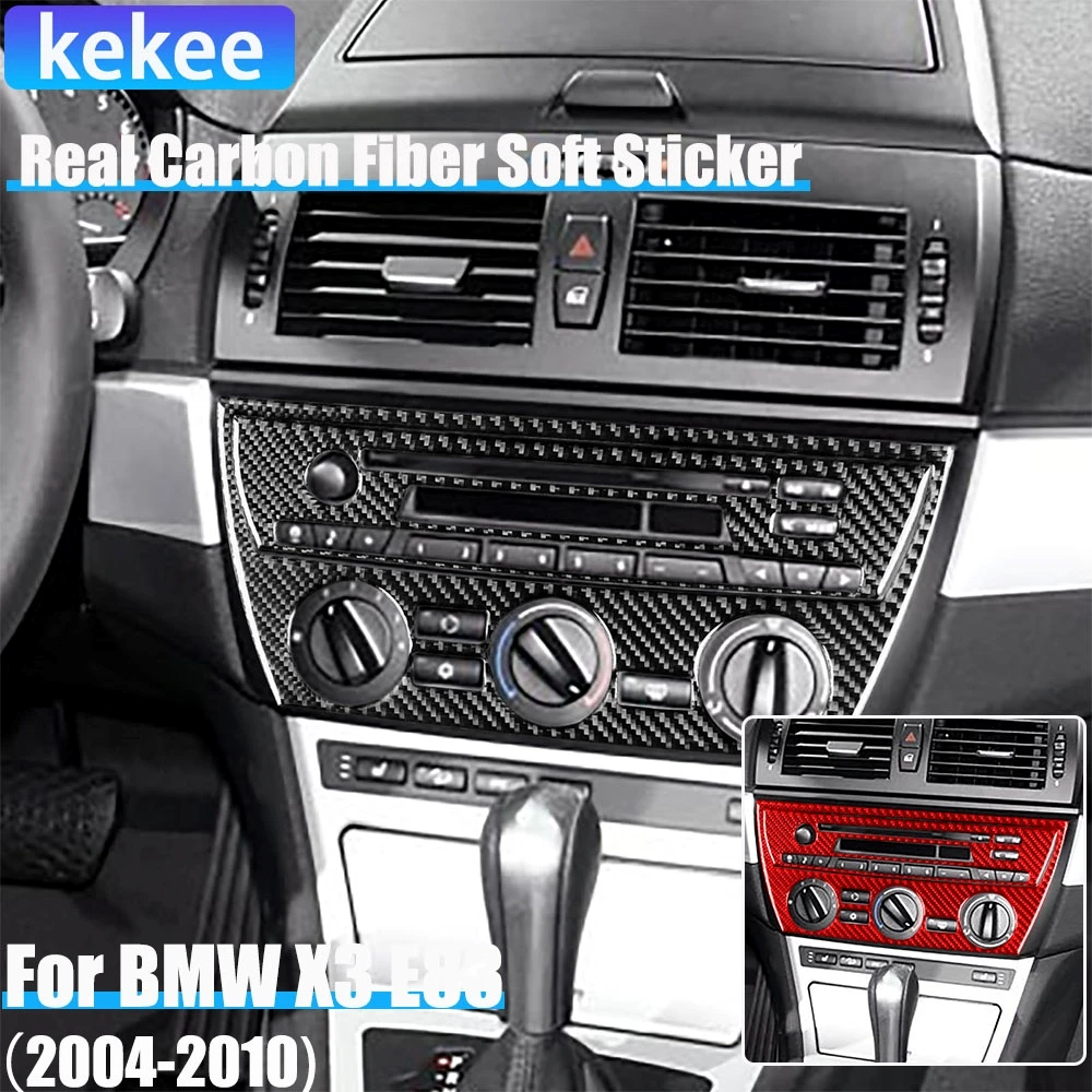 

Real Carbon Fiber Car Accessories Center CD Radio Trim Cover Soft Sticker For BMW X3 E83 2004 2005 2006 2007 2008 2009 2010