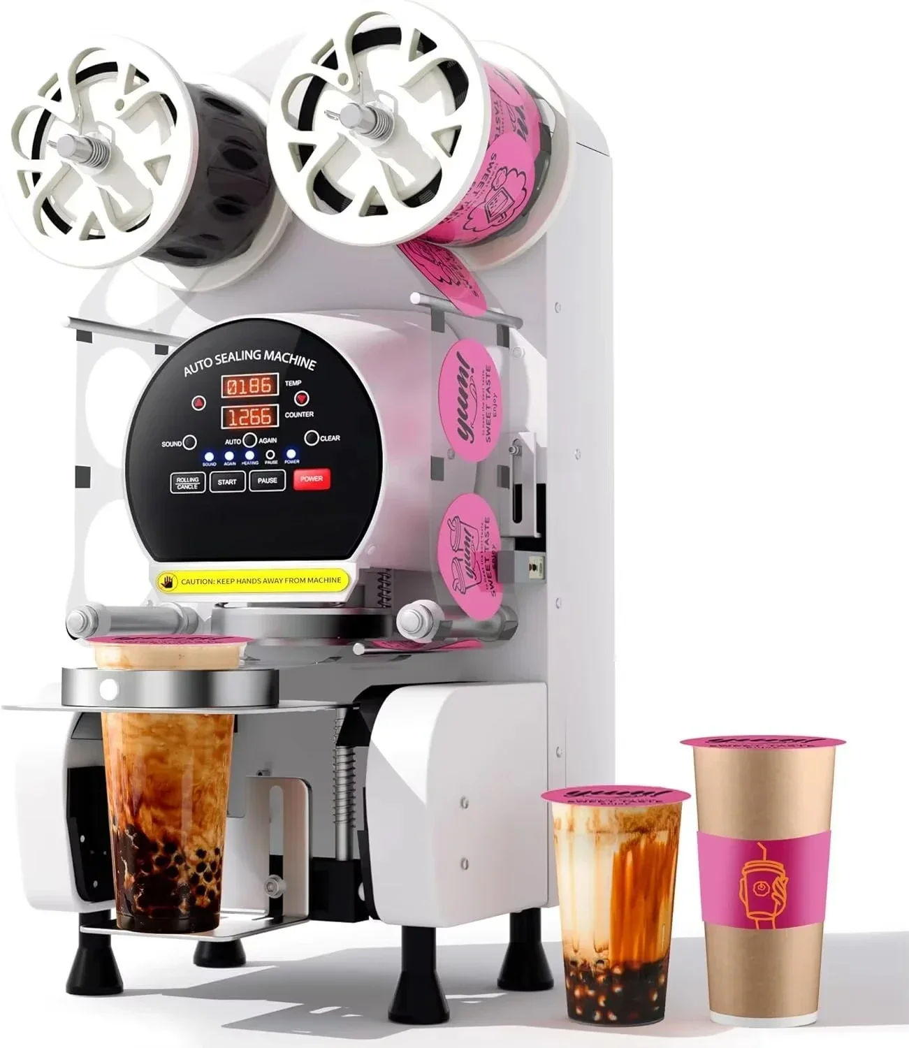 C0/3.54/3.74IN Electric White Cup Sealing Machineup Sealing Machine Full Automatic Cup Sealer Machine 89/90/95MM 3.5