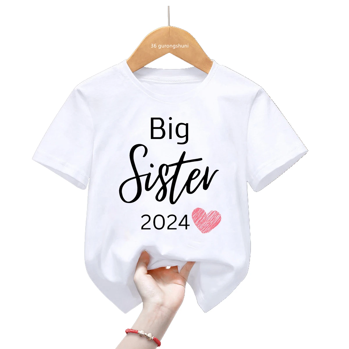 Big bersaudara 2024 kaus cinta anak-anak pakaian uniseks anak laki-laki perempuan kaus pesta hadiah keluarga T-Shirt lengan pendek atasan