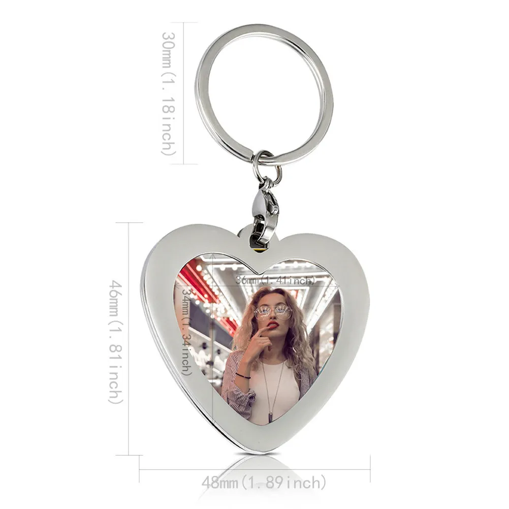 2Pcs Chic Heart Shaped Photo Frame Keychain Fine Workmanship Key Ring Holder for Keys Bag Phone Car Elegant Gift Decoration