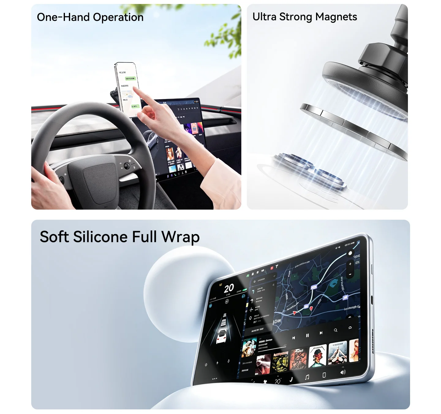 YZ Für Tesla Model Y YL 3 Juniper Standard Highland Bildschirm-Handyhalterung 180 ° Drehbarer, verstellbarer magnetischer Handyhalter – Zubehör – Detail 7