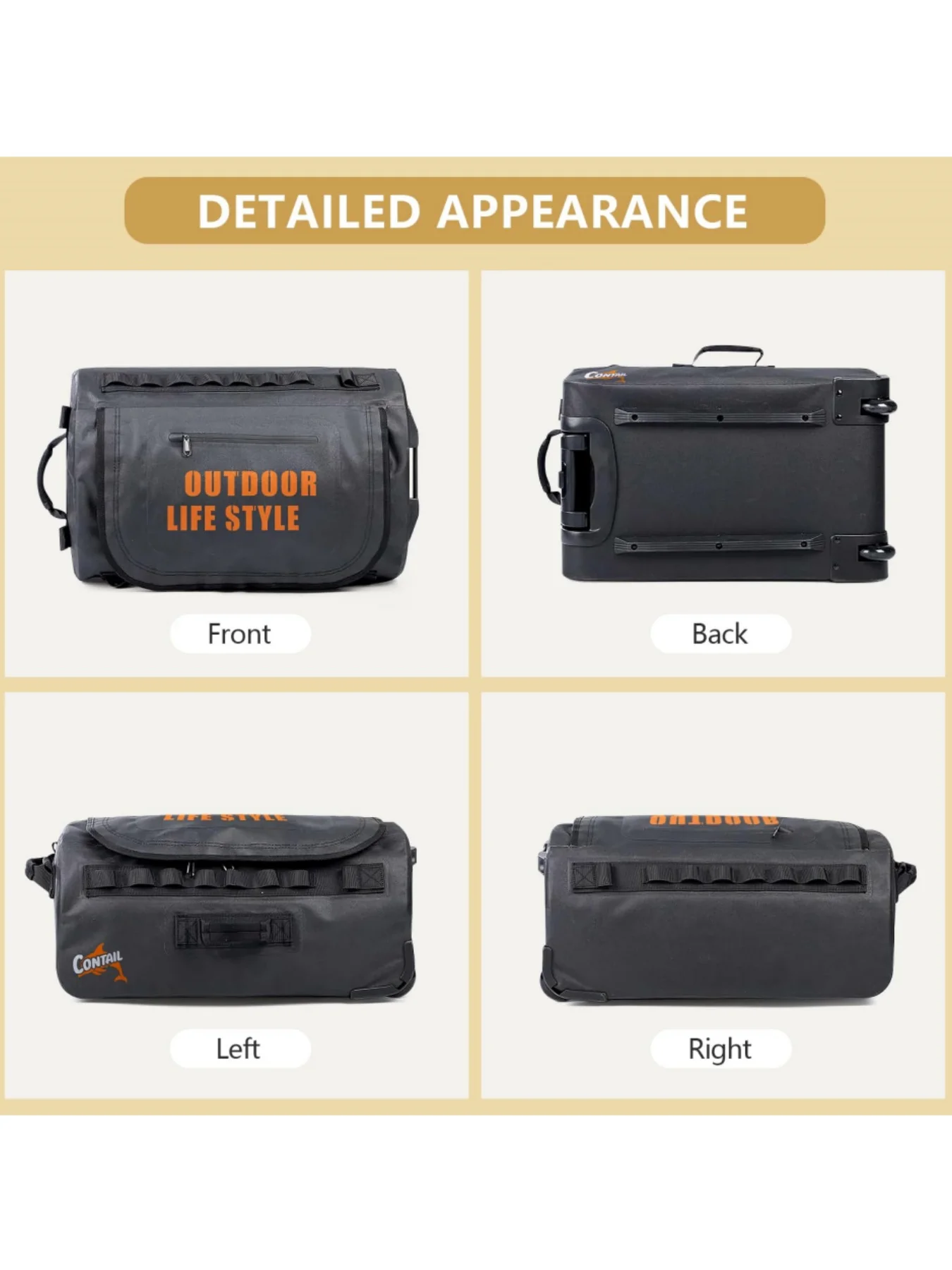 حقيبة غوص بعجلات سعة 95 لتر مع مقبض جر متوازي تلسكوبي وحزام كتف حقيبة ظهر قابل للفصل، مناسبة لمعدات غوص السكوبا، أسود، حقيبة عطلة نهاية الأسبوع #4