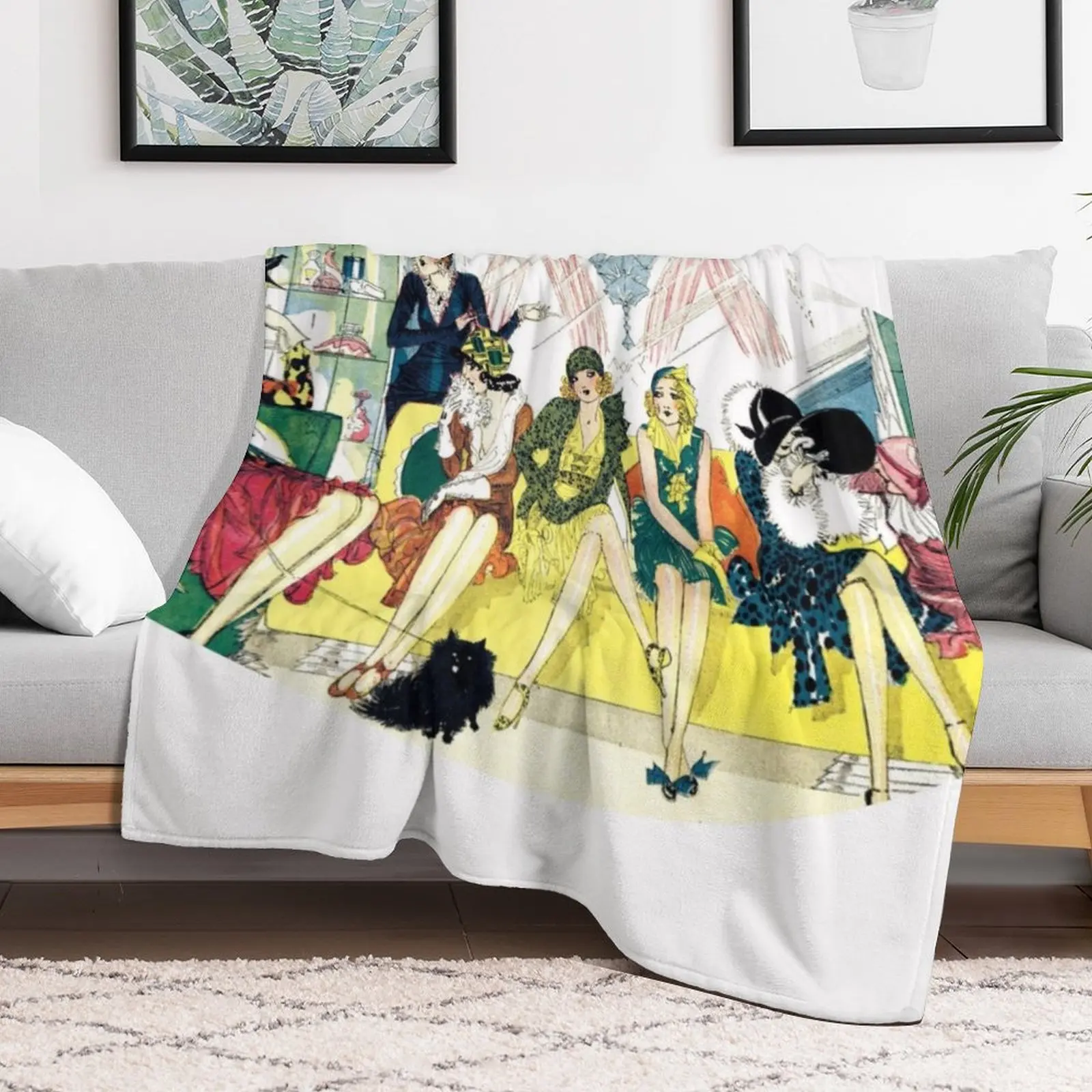 Flappers Shopping by Nell Brinkley HD Throw Blanket blankets and throws Multi-Purpose Picnic Plaid on the sofa Blankets