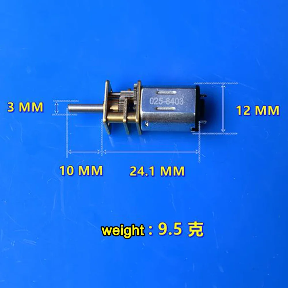 Mini N20 Gear Motor Full Metal Gearbox Reducer DC 6V 1400RPM High Speed 1:10 Reduction Ratio 0.03 KG.cm 10MM Long Shaft Robot