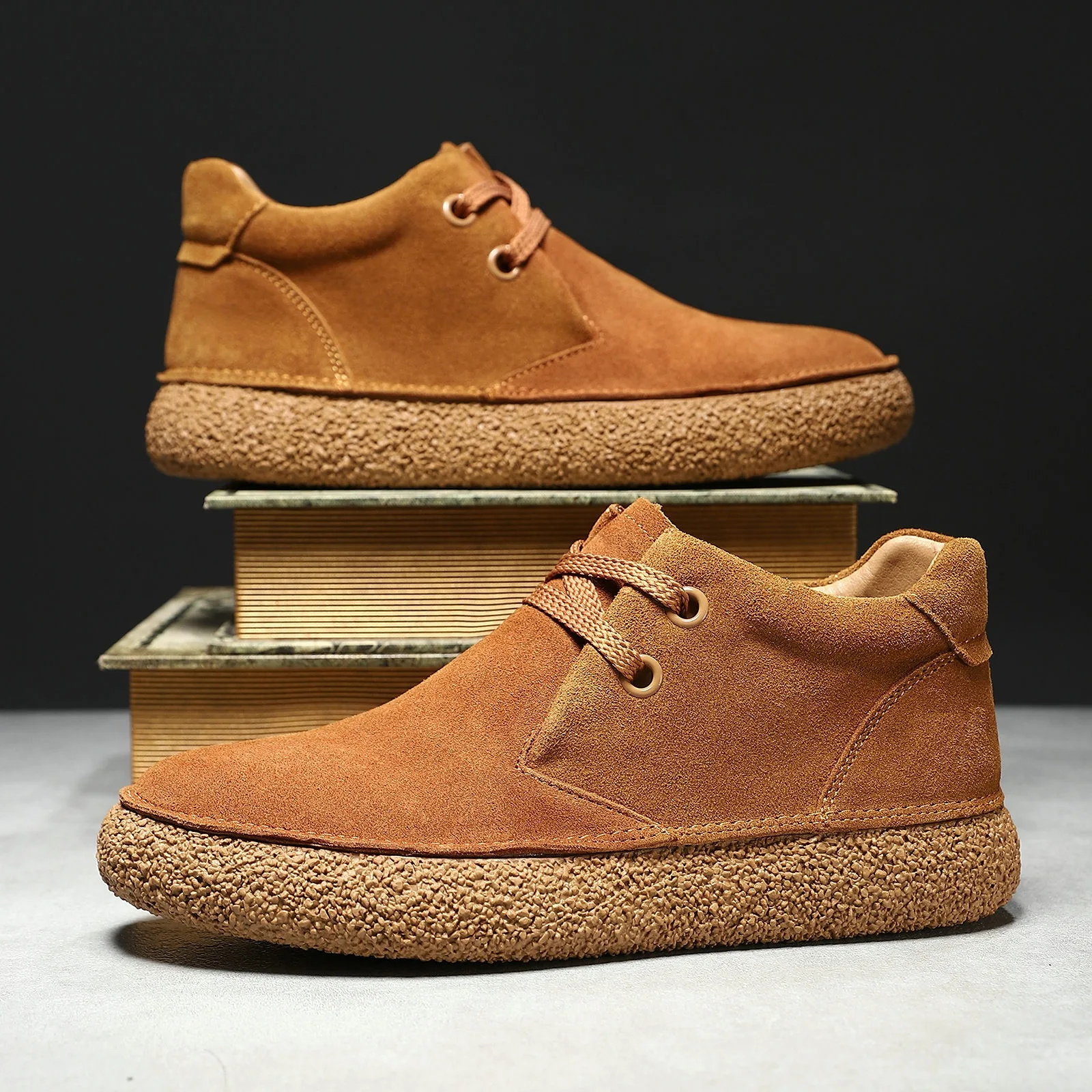 

Retro Casual Men Shoes Luxury Suede Leather Loafers Comfor Soft Sole Driving Shoes Men Walking Shoes Retro Casual Men Bare Boots