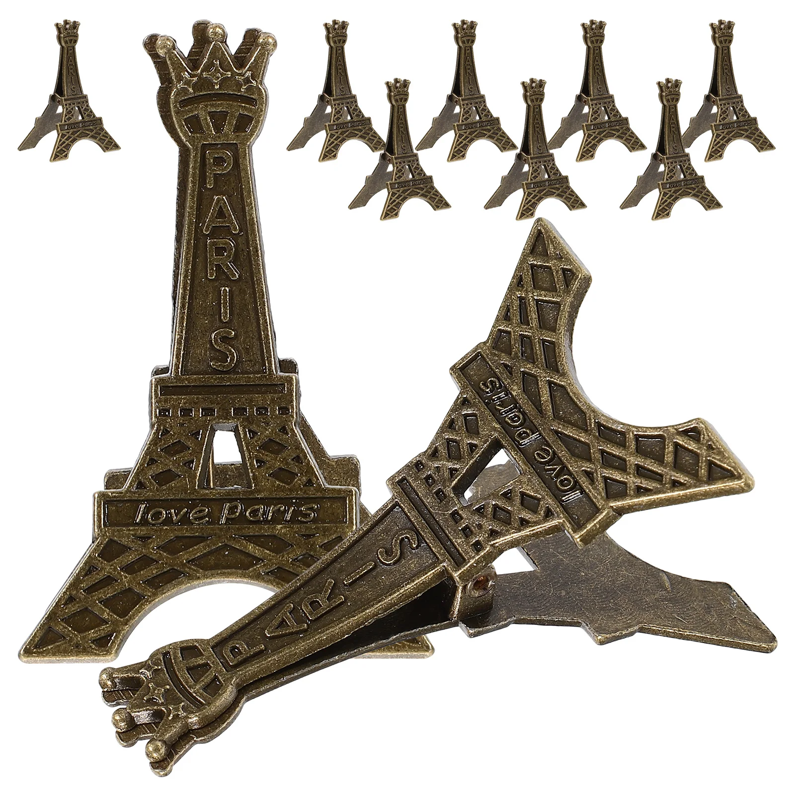 

10 Pcs Metal Tower Business Card Holder Dining Room Table Decor Note Clip Christmas Picture Alloy Number Stands Banquet Holders