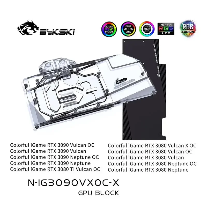 

Bykski N-IG3090VXOC-X,Gpu Water Cooling Block use for Colorful iGame RTX 3080 Vulcan X OC/3080 Vulcan OC 10G/3080 Neptune OC 10G