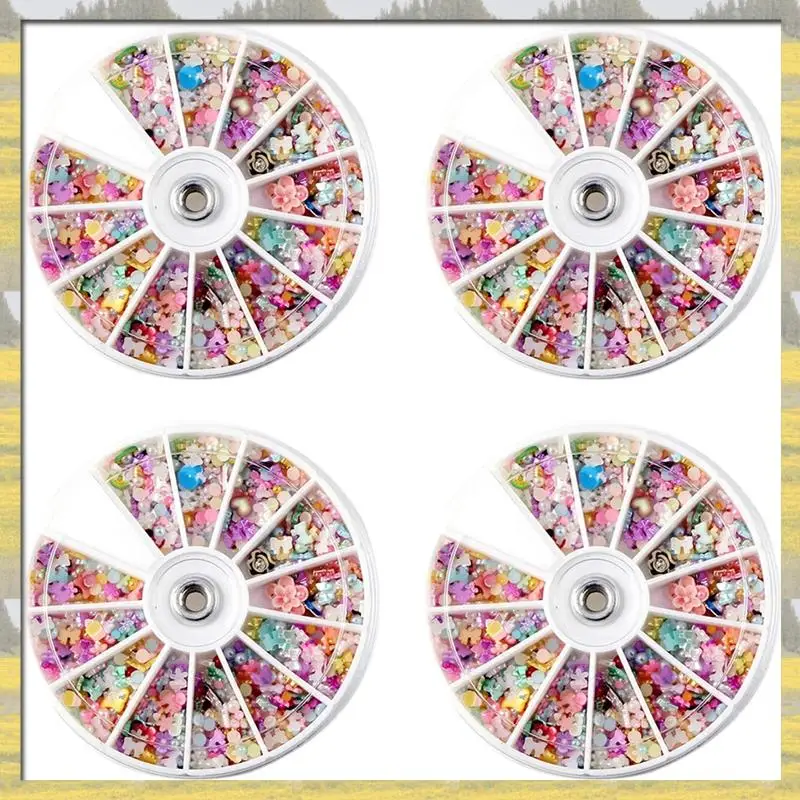 

Hot Sale 4800Pcs Wheel Mixed 3D DIY Nails Glitter Shining Rhinestones Art Tips Decoration