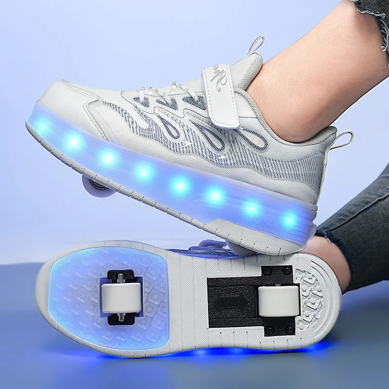 Scarpe da passeggio per bambini Scarpe da ginnastica per studenti per ragazze luminose staccabili per ragazzi estivi a quattro ruote con ruote