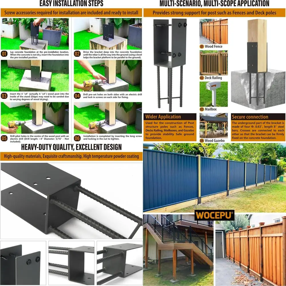

Stainless Steel U-Shape Post Holder, 4x4, for Concrete Fence, Deck, and Pergola (Dark Grey)