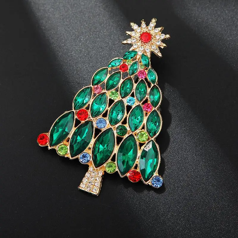 Elegant Rhinestone Christmas Tree Brooch Glam Women Jewelry Accessory for Wedding Guest Xmas Party Outfit