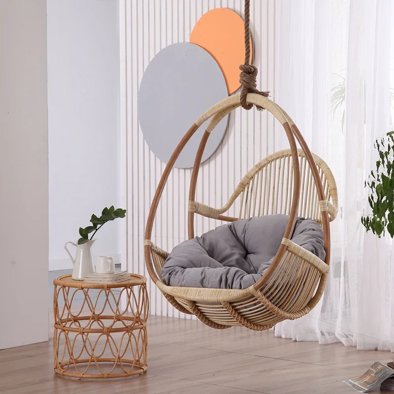 

Bedroom Egg Hanging Chair Indoor Macrame Comfortable Rope Swing Chair Hoop Minimalistic Silla Jardin Exterior Home Furniture