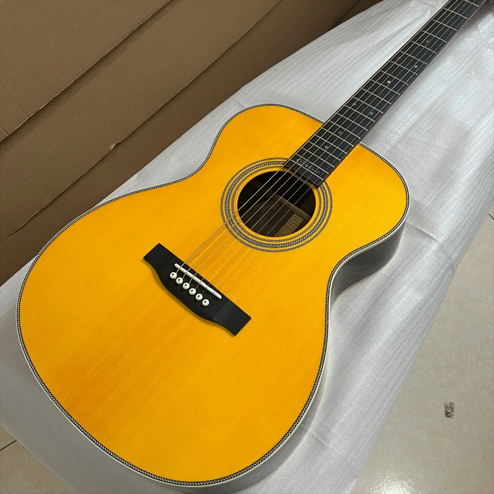 New Arrival 000 Style Acoustic Guitar, Rosewood Fingerboard, Solid Spruce Top, 6 String, Bone Nut, Half Closed Tuning Peg