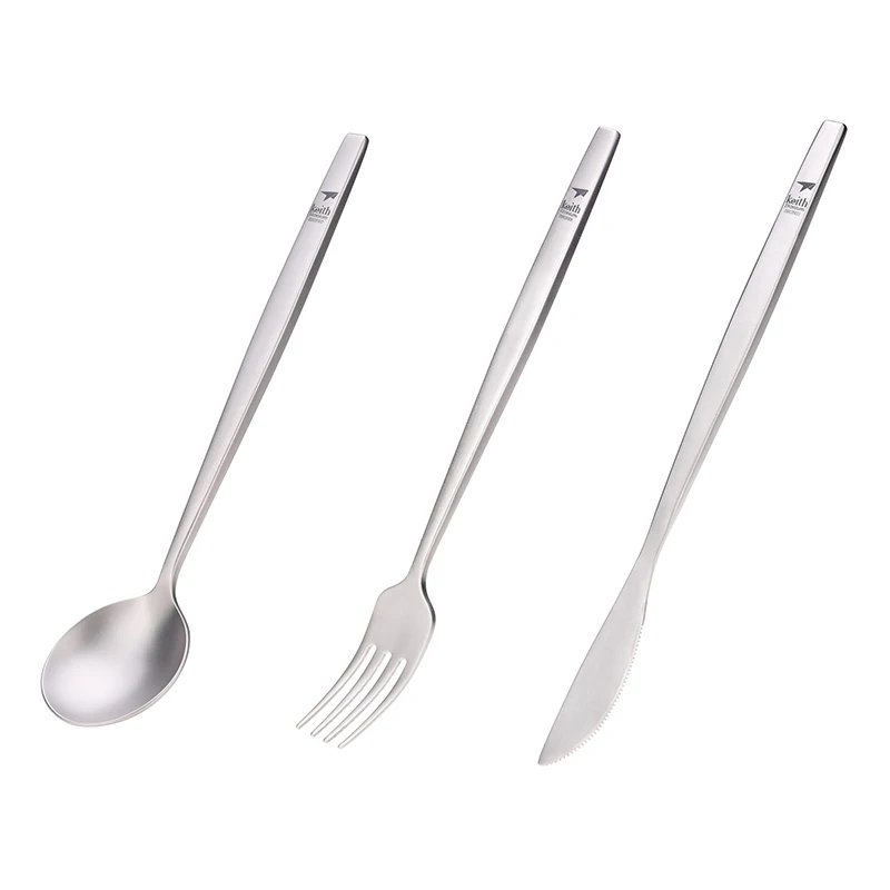 Keith Titanium Draagbare Lepel Vork Mes Steak Westers Bestek Keuken Kerst Feestartikelen Servies Reizen Bestekset