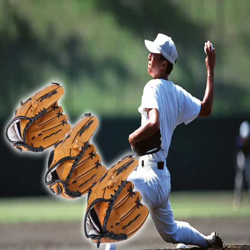 Guante de béisbol de dos colores para deportes al aire libre, equipo de práctica de Softbol, tamaño 9,5/10,5/11,5/12,5, mano izquierda, hombre