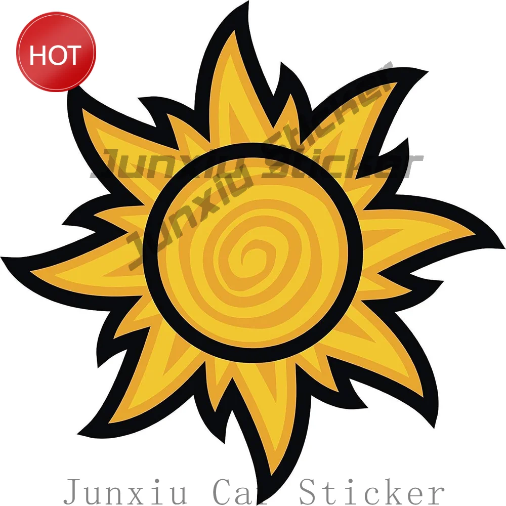 Yellow Sun Icon PVC Vinyl Sticker For Car Bumper And Rear Window Creative Vehicle Decoration Decal