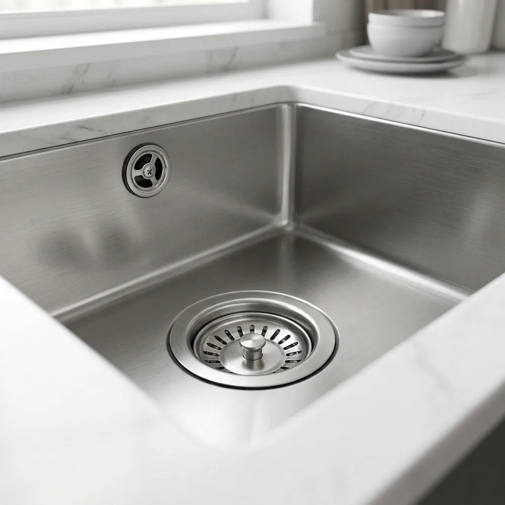 304 Stainless Steel Sink Drain Kit with for Dual Gasket Seal and Inner Waterproof Layer for Effective Drain Line Containment