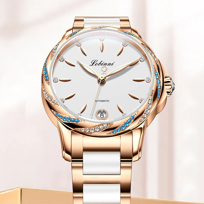 Switzerland LOBINNI Women's Luxury Watch Japan MIYOTA Automatic Mechanical Sapphire Crystal 50M Waterproof Diamond Clock L2081
