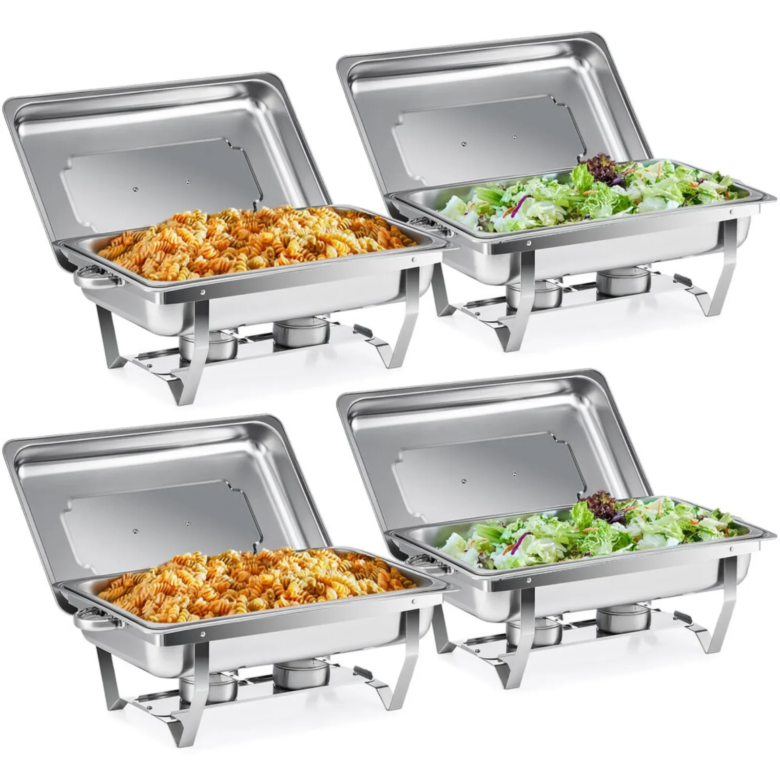 

US WILPREP 4-Pack 13.7QT/9.5QT/8QT Chafer Chafing Dish Stainless Steel Bain Marie Food Warmer Alpine Gray Handle