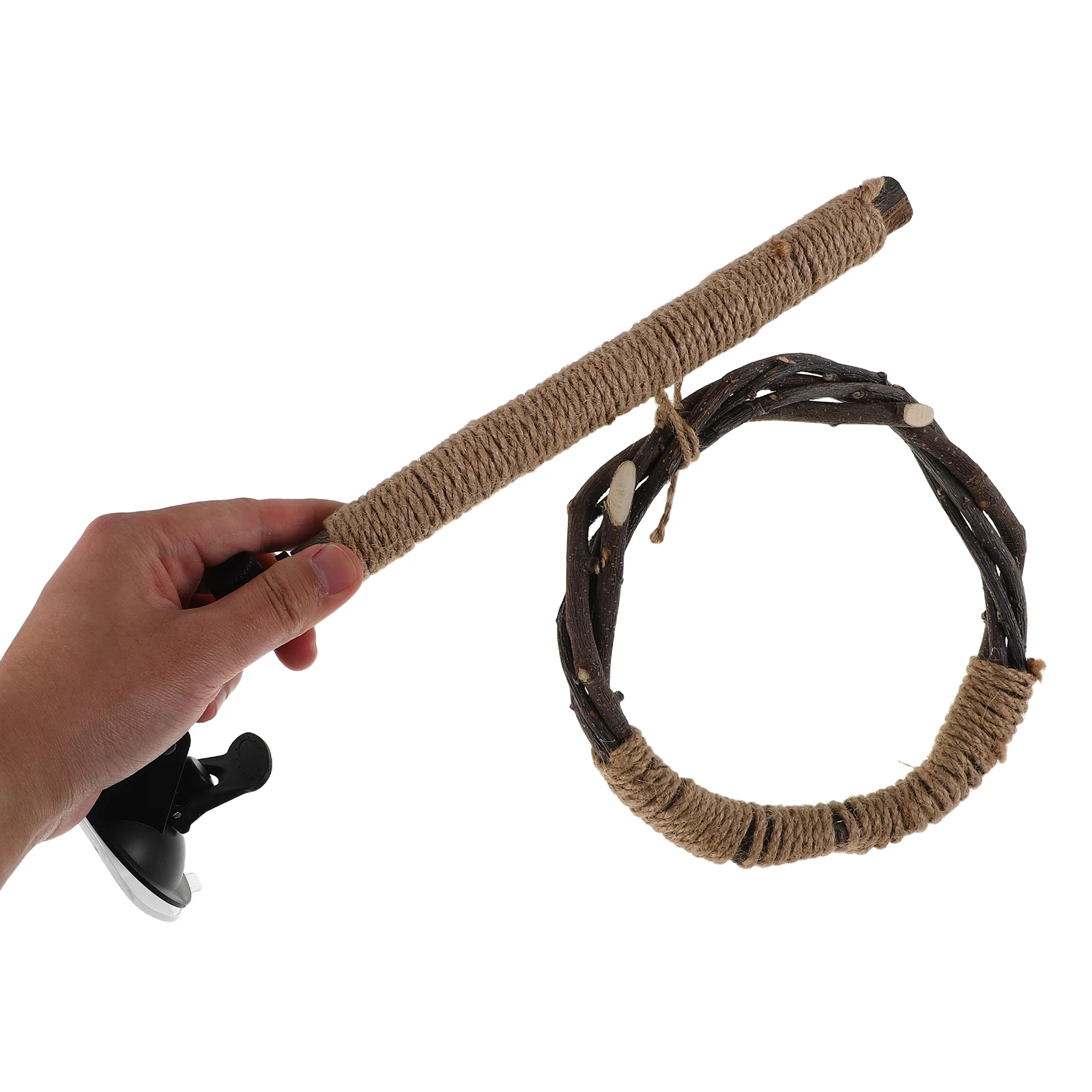

Multifunctional Parrot Wood Perch Stand Suction Cup Base Natural Rope Perches for Window Bird Cage Large Medium Small Parrots