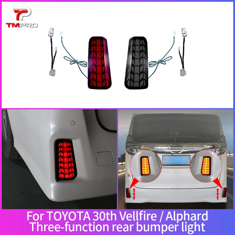 TMPRO Multifunctional LED Rear Bumper Light Brake Turn Signal Lamp For Toyota Alphard Vellfire 30 Series 2015-2021