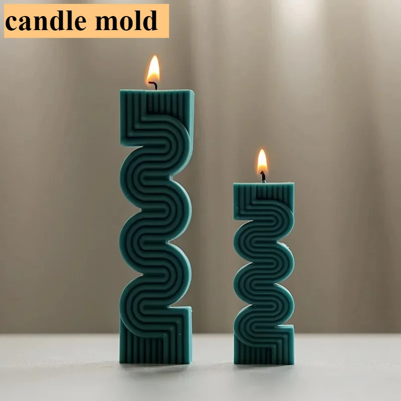 3D geometrische Welle Streifen geformt Kerze Form einfach zu entformen Aromatherapie Gips Seife Harz Handwerk Silikon Form DIY handgefertigt