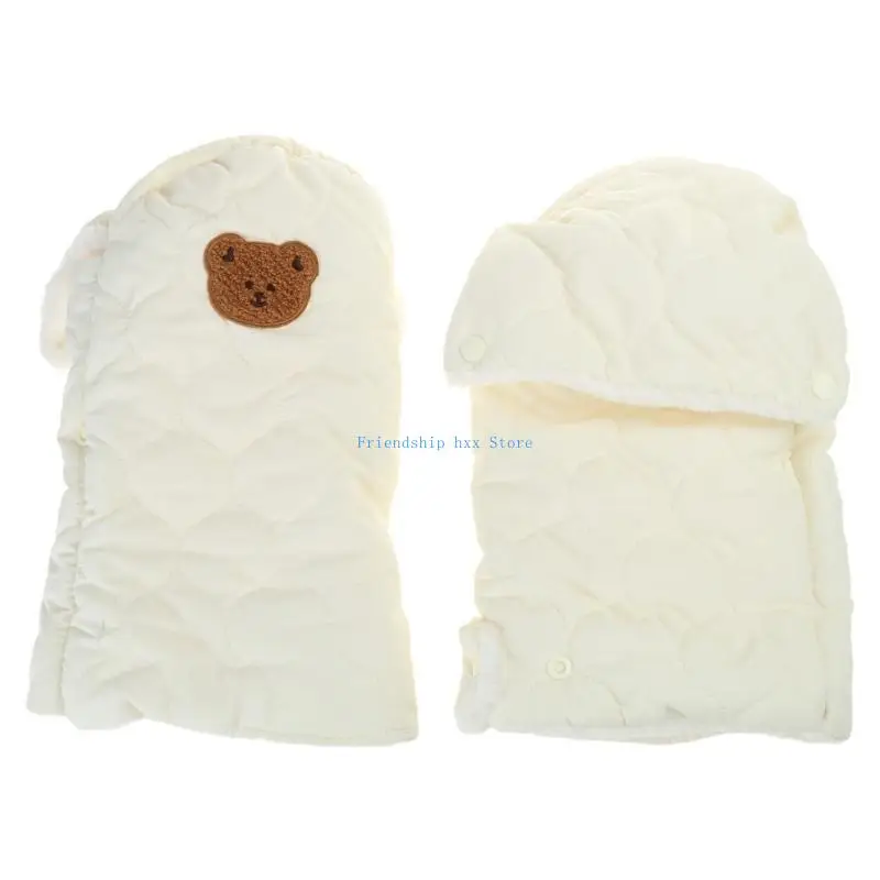 F1CB Hindproof Children Stroller Handmuffs في الهواء الطلق الرياضة القفازات اللطيفة الدب دافئ قفازات عربة الأطفال لموسم الشتاء