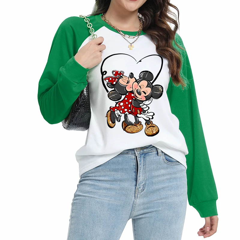 

Minnie Womens Tops Clothing Y2k Hoodies Trendy O-Neck Sweatshirts Disney Mickey Pullover Long Sleeve Girl Cute Autumn Clothes