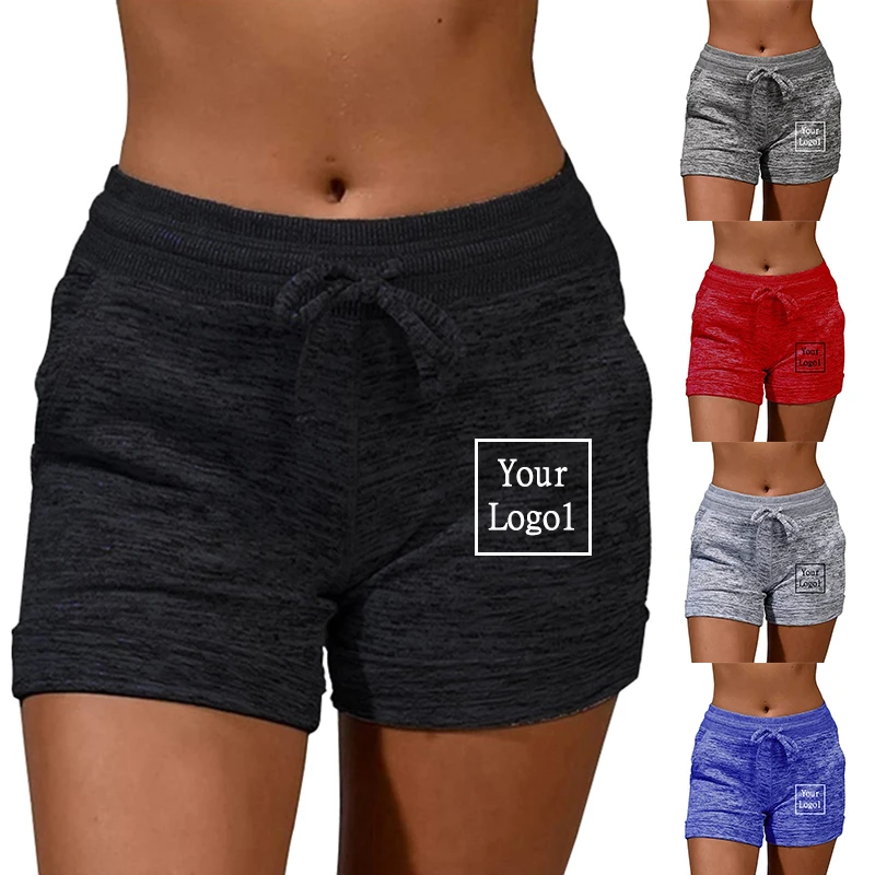 Custom Logo Shorts Women Harajuku Collect Waist Solid Color Elastic Waist Yoga Pants Summer Style Shorts