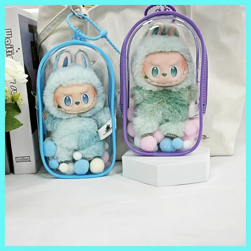 

PVC Storage Bag For 17cm Ropa Labubu Series Convenient Travel Doll Bag Matching Shoulder Strap Rope Hairball Upscale