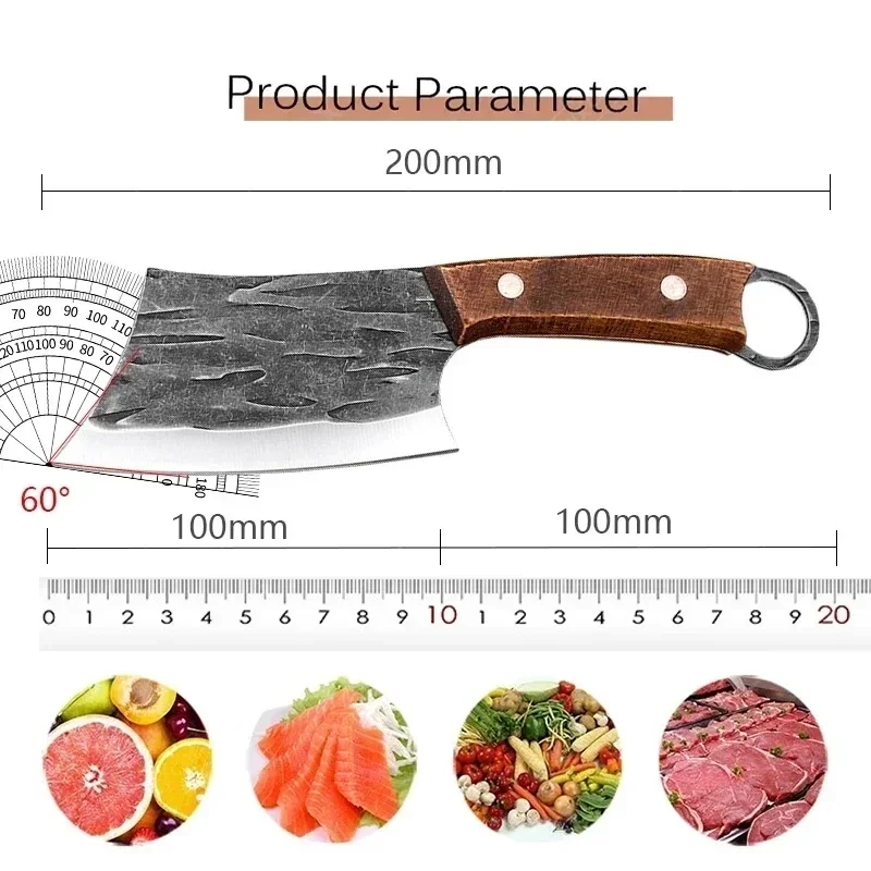 WXCOO Hande Forged Stainless Steel Kitchen Cleaver Butcher Knife Professional Kitchen Knives Boning Knife Meat Cutting Knives