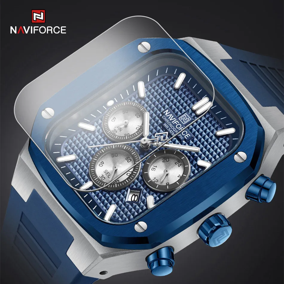 NAVIFORCE Luxury Men Watches Fashion Casual Waterproof Date Quartz Wristwatches Silicone Strap Luminous Clock Relogio Masculino