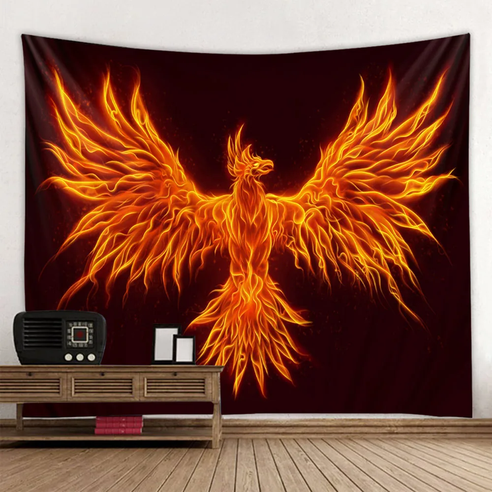 Fire Phoenix Wall Hanging Tapestry Flying Bird Art Decorative Blanket Curtain Hanging at Home Bedroom Living Room Decor