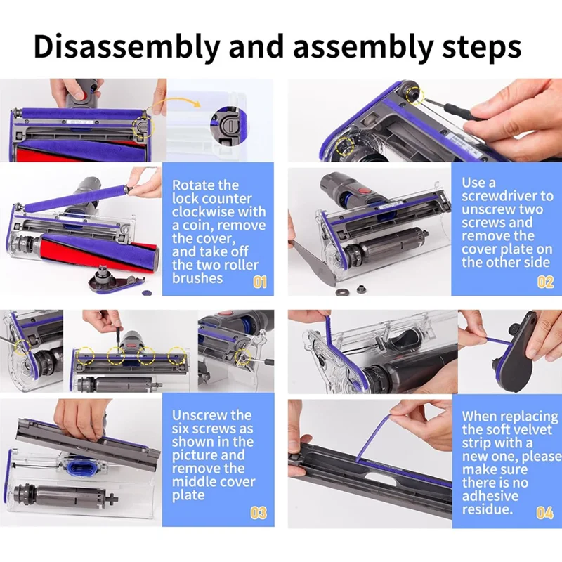 AT28-شرائط قطيفة ناعمة لـ Dyson V6، V7، V8، V10، V11 رأس منظف الأسطوانة الناعمة، قطع غيار مرفق المكنسة الكهربائية