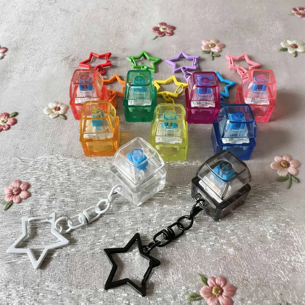 Stress Relief Button PC Cap Fingertip Pinching and Pressing Mechanical Keyboard Keychain Hanging Decoration Toy Keychain Gifts
