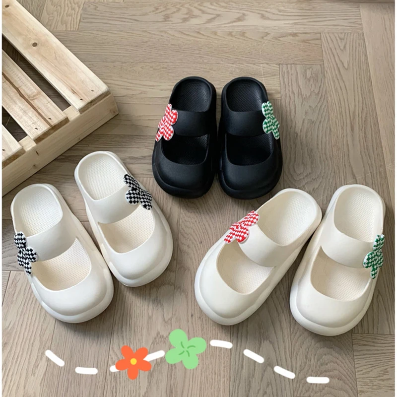 2022 New Slippers Women Fashion Flowers Summer Thick Bottom Outdoor Sandals Cut-outs Non-slip Home Bathroom Slides Female Shoes