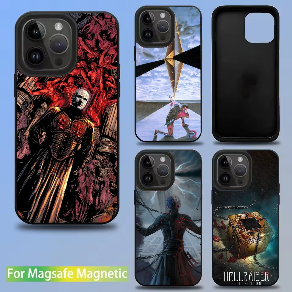 

P-Pinhead H-Hellraiser Phone Case For IPhone 16 15 14 13 12 11 Pro Mini Max Soft Magnetic Cover