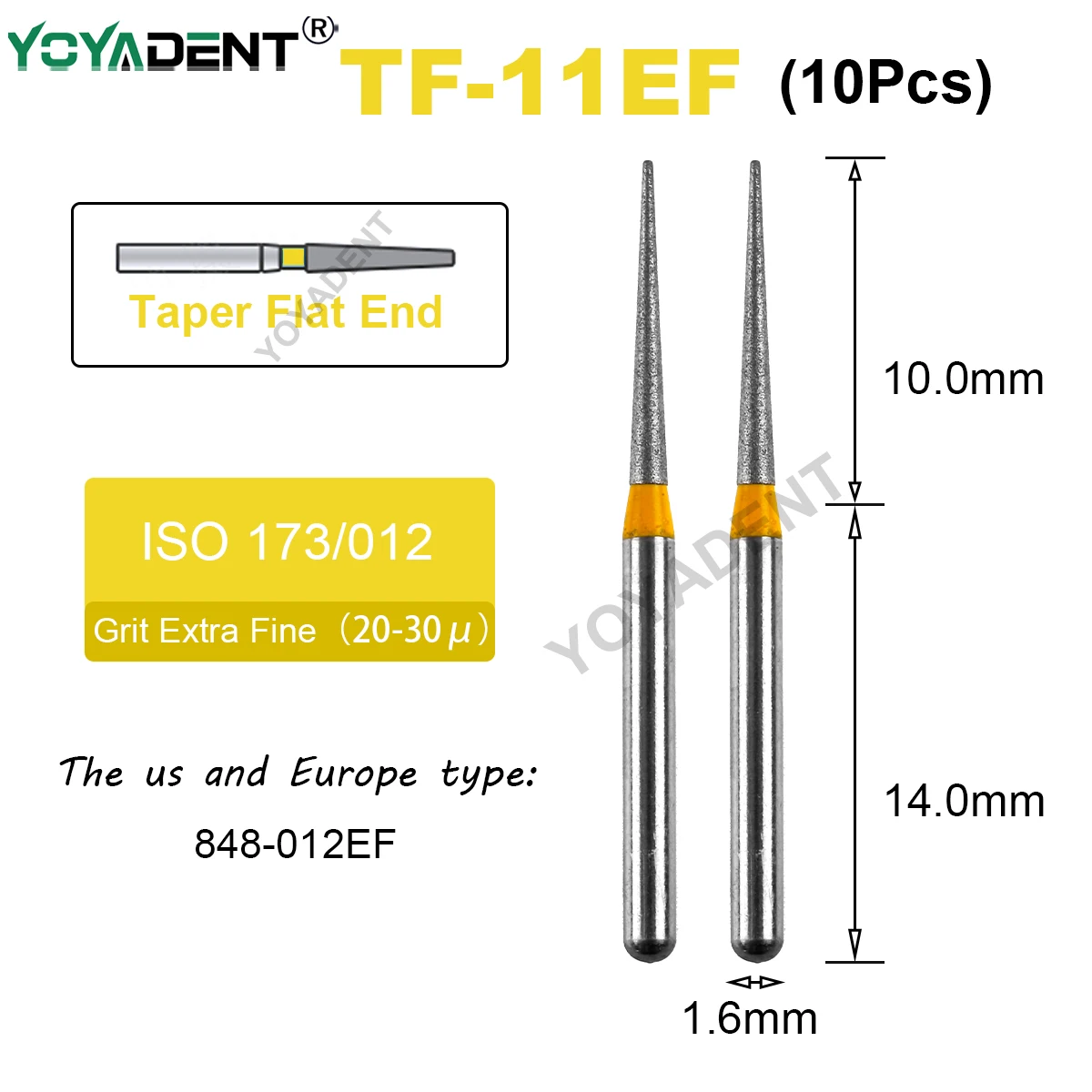 Dental Polishing Diamond Burs Dentistry Drills FG High Speed Turbines Bur Dental Lab Polishing Tools FG 1.6mm 10pcs/Pack