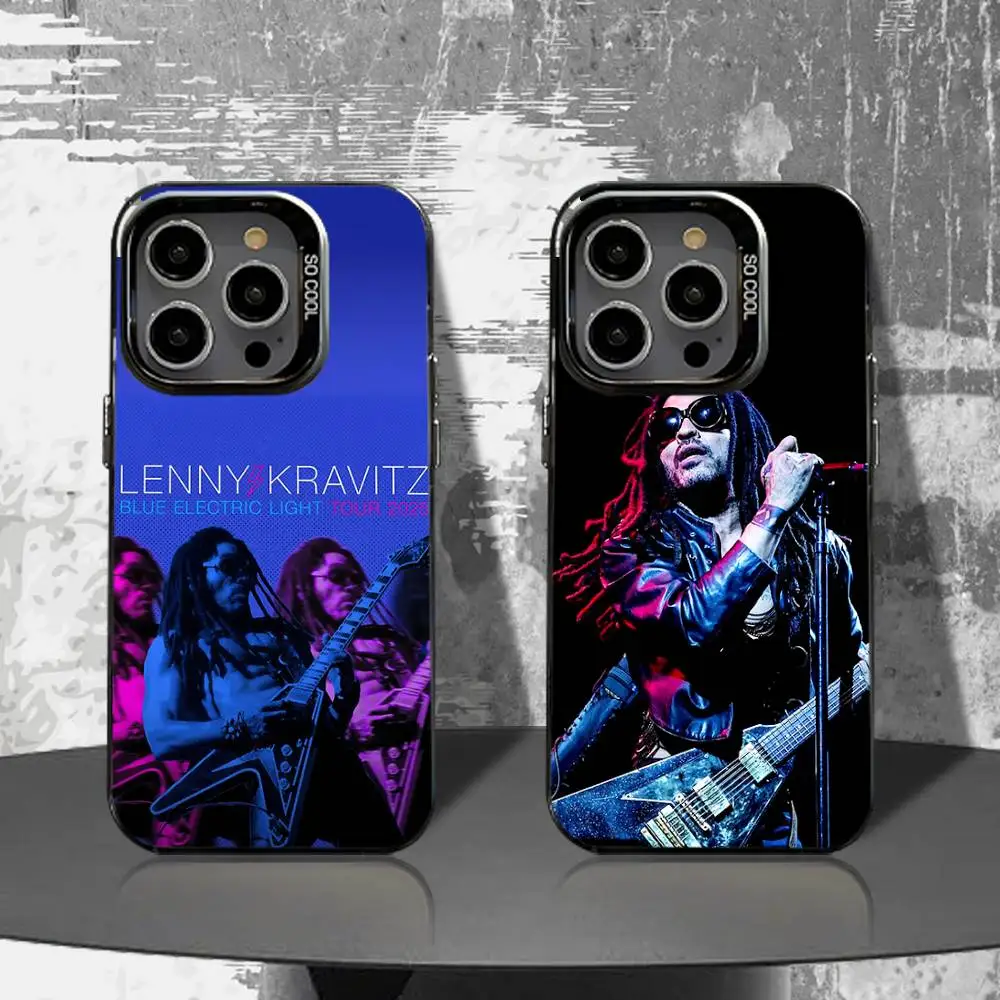 

Lenny K-Kravitz Blue Electric Light Phone Case For iPhone 16,15,14,13,12,11,Pro,XS,Max,Plus,Mini,SE4 Black Matte Shockproof Case