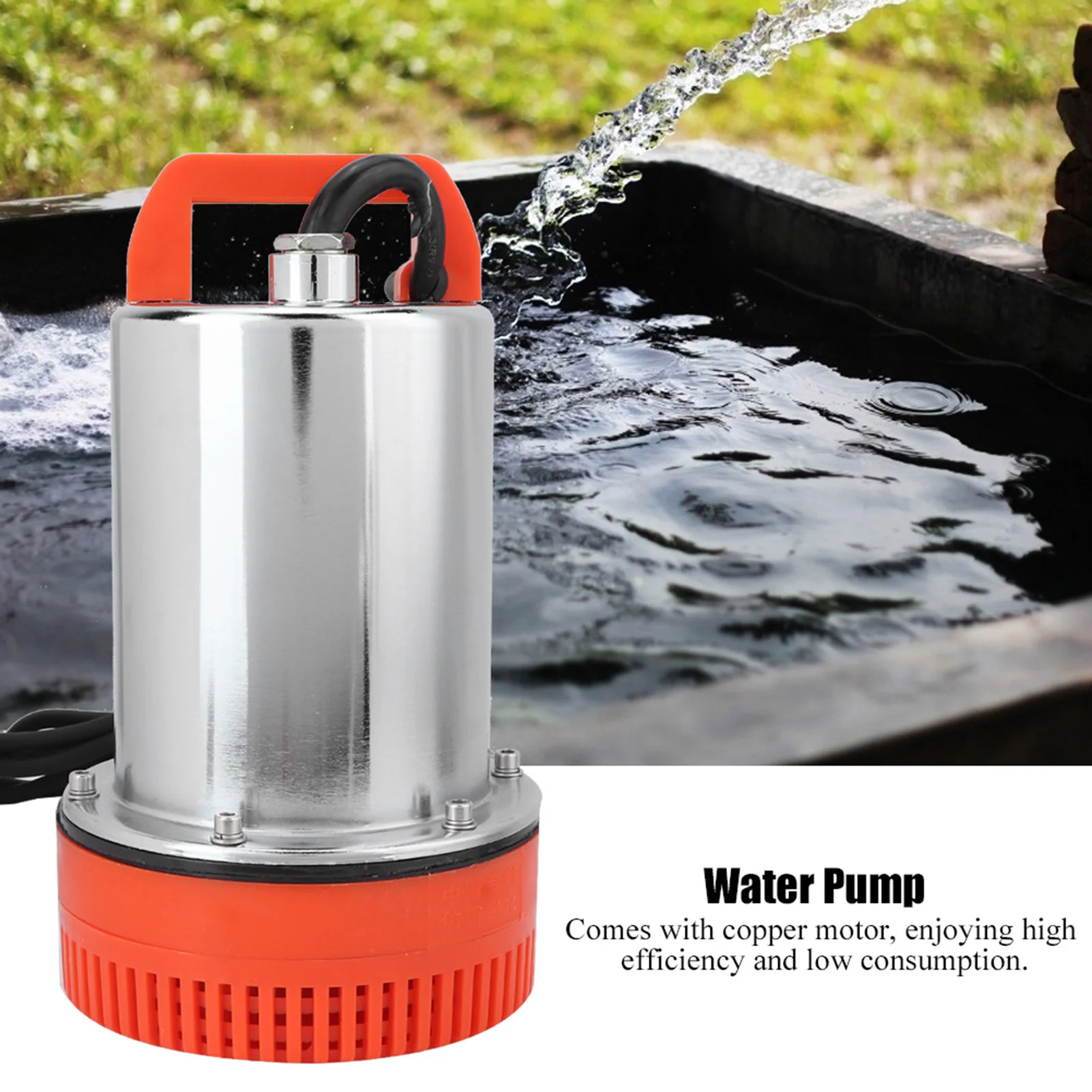 DC 12V Submersible Pump Deep Well Water Pump Garden Irrigation Water Pump Copper Electric Household Agricultural Water Pump