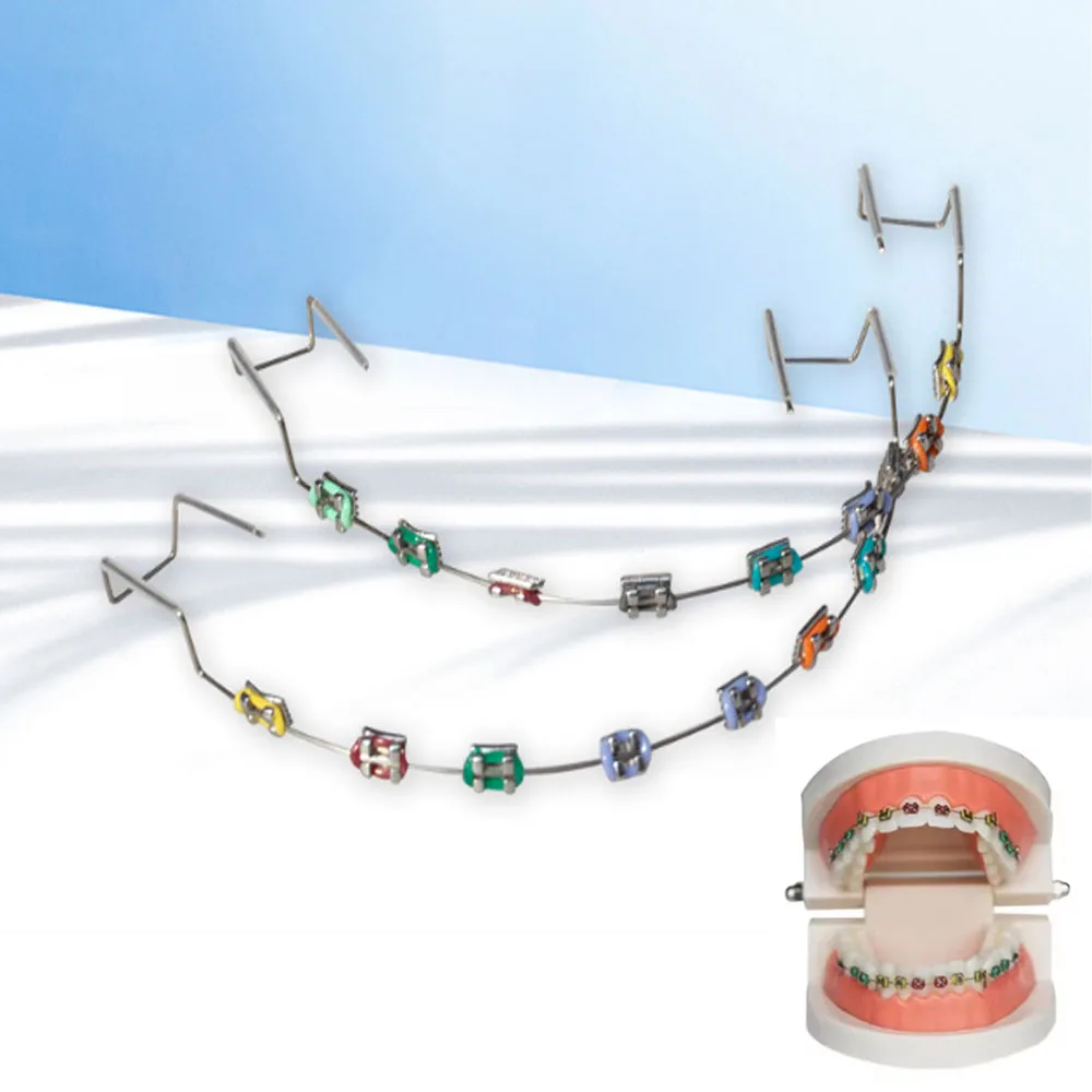 2pcs/Bag Colorful Temporary Tooth Decoration With Metal Wires Metal Bracket And Orthodontic Ligature Ties Dental Accessory