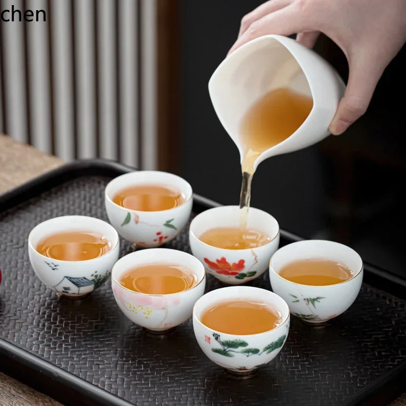 

L15- kung fu tea cup suit hand-painted blue and white porcelain tea set tea cup small 6 pack white porcelain drinking bowl