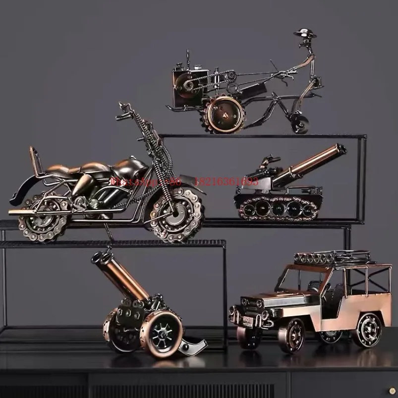 Industrial wind handmade wrought iron motorcycle model ornament